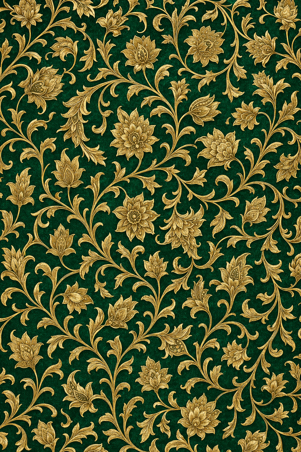 Islamic Arabesque Floral Pattern — Gold on Emerald (Variant 2)